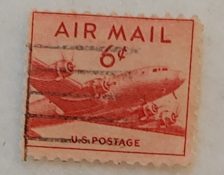 Genuine - USA 6 Cent Red US Air Mail Stamp 1949