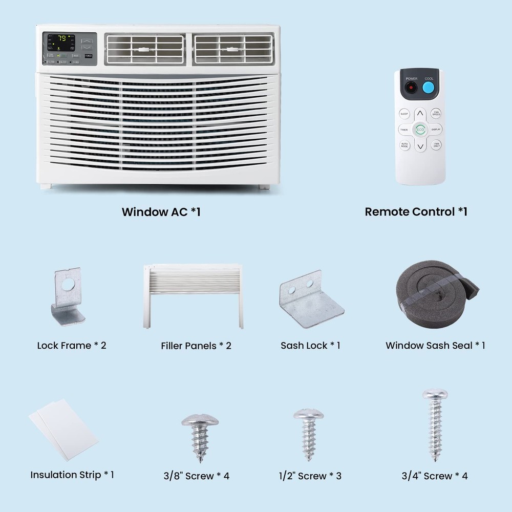 ➕6000 BTU Window Air Conditioner Remote & App Control Timer Function WiFi AC Uni