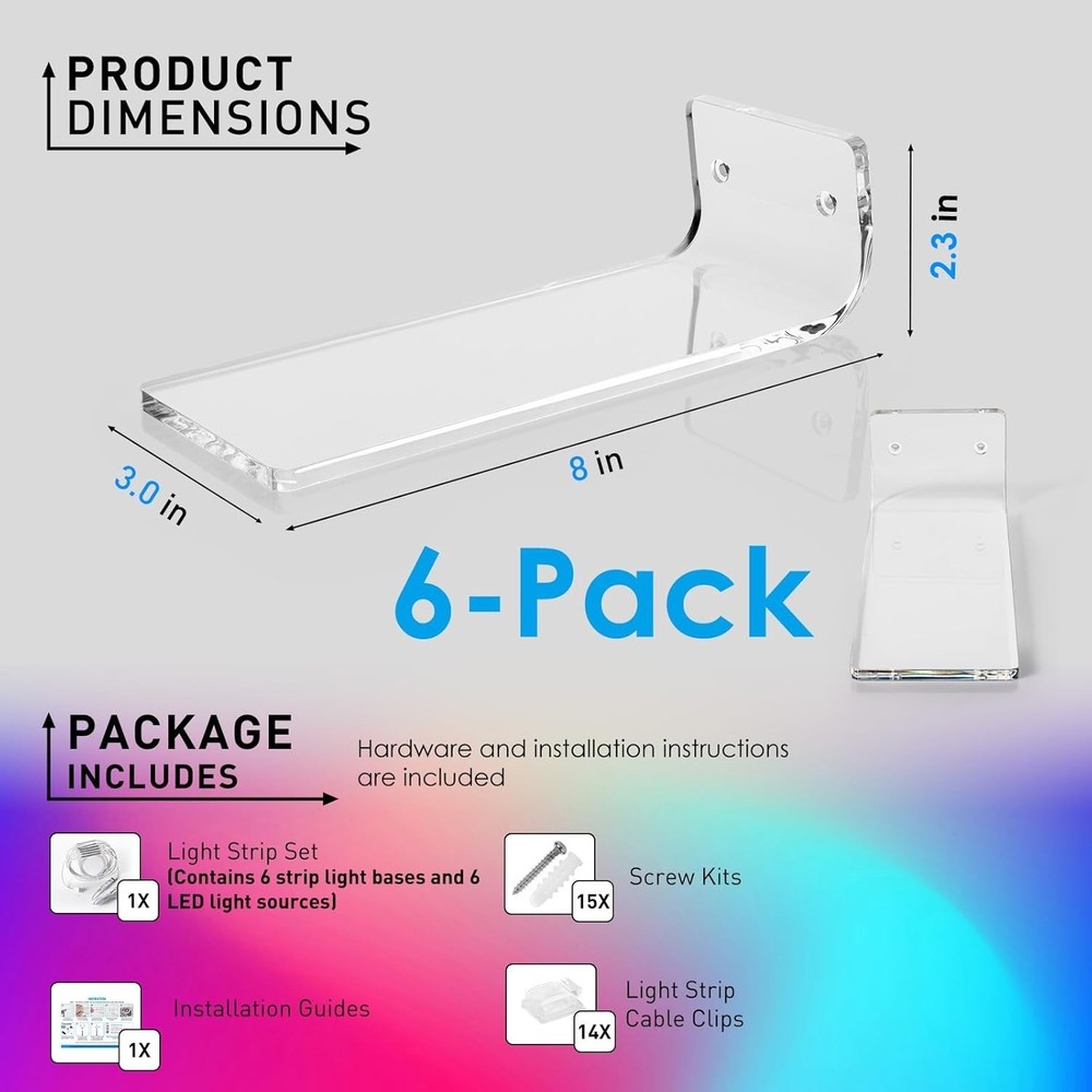 LED Acrylic Floating Shoe Display 6-Pack | Remote & App Control
