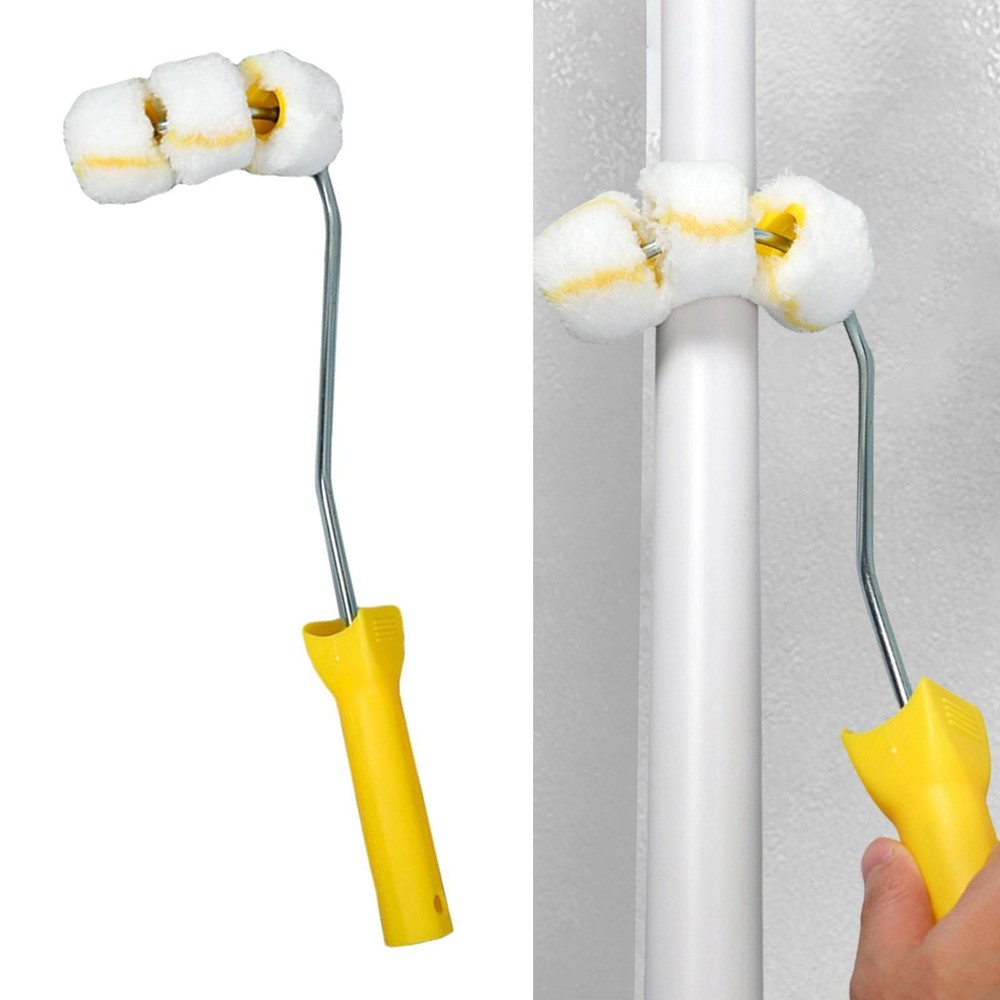 Paint Roller for Pipe with Frame for Curved Surface and Tight Space Smooth