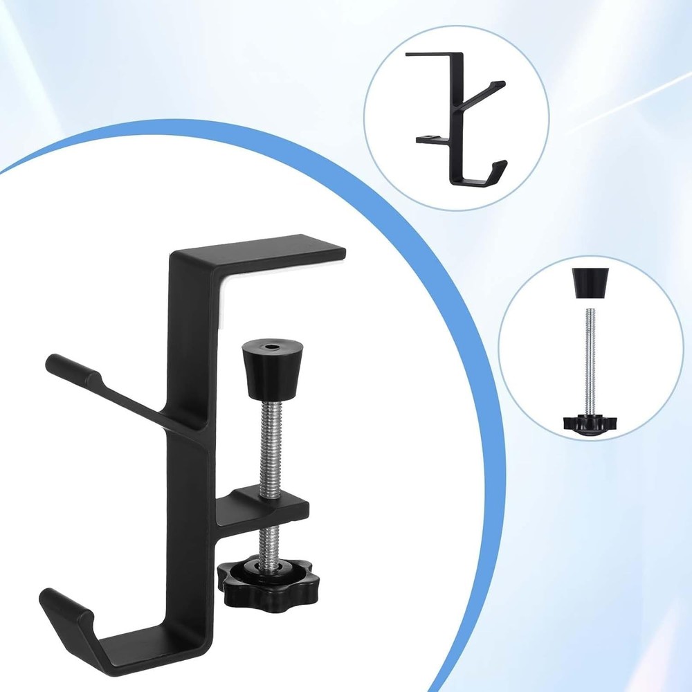 2Pcs Clamp-On Under Desk Headphone Holder Backpack Hook Students' Desk Hook w...