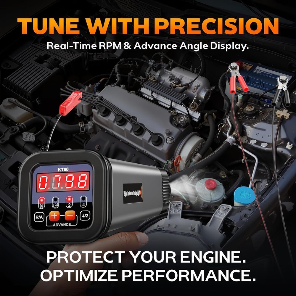 Automotive Timing Light Gun with Bright LCD Screen & Tachometer Functionality