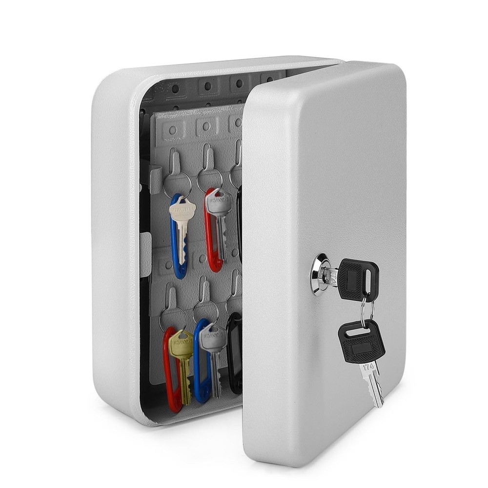 Key Box Wall Mount With Code - 40 Capacity Key Box Organizer, Lock Box Key Ho...