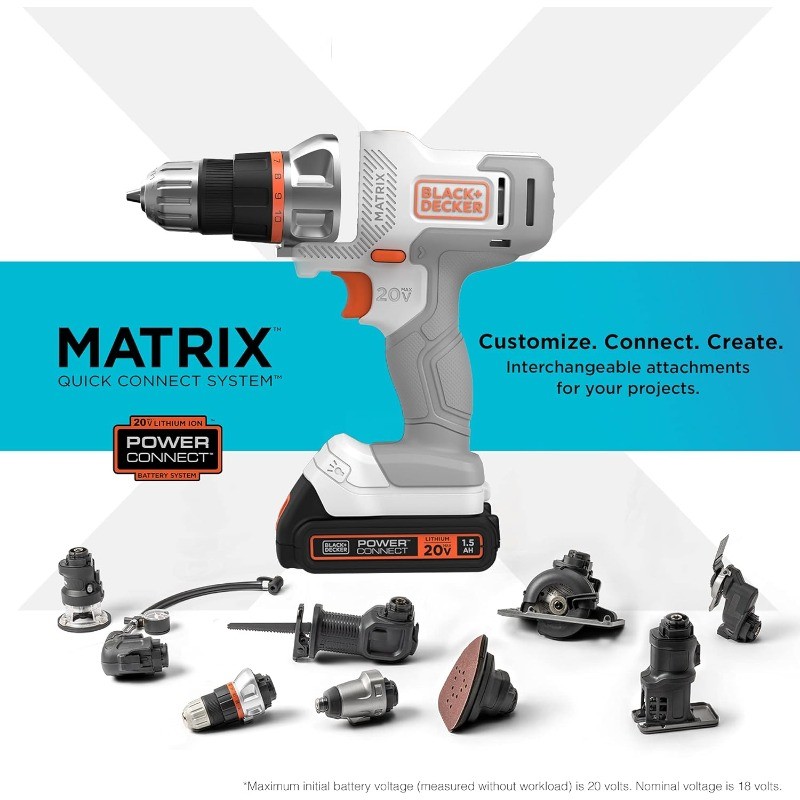 20V MAX Matrix Cordless Drill/Driver Kit, White (BDCDMT120WC1FF)
