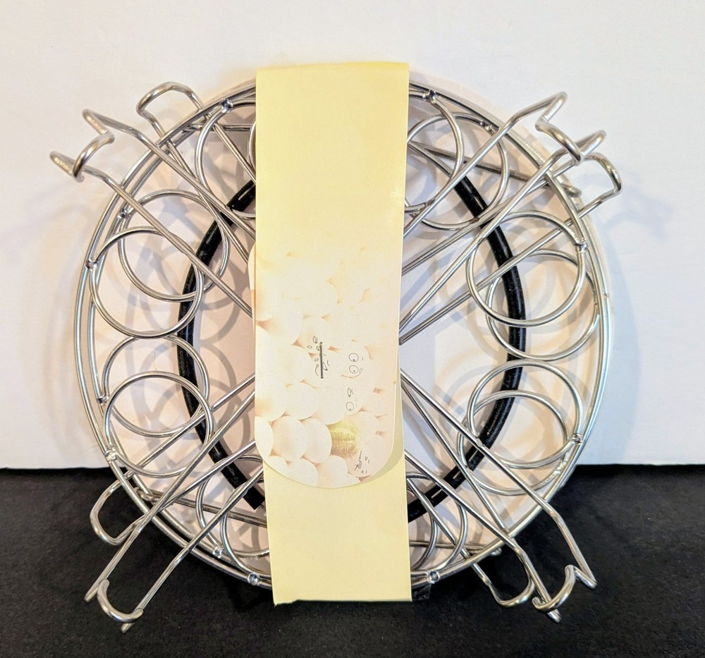 NEW Metal 2 Pc Stackable 18 Count Egg Steamer Rack Silicone Handles Trivets