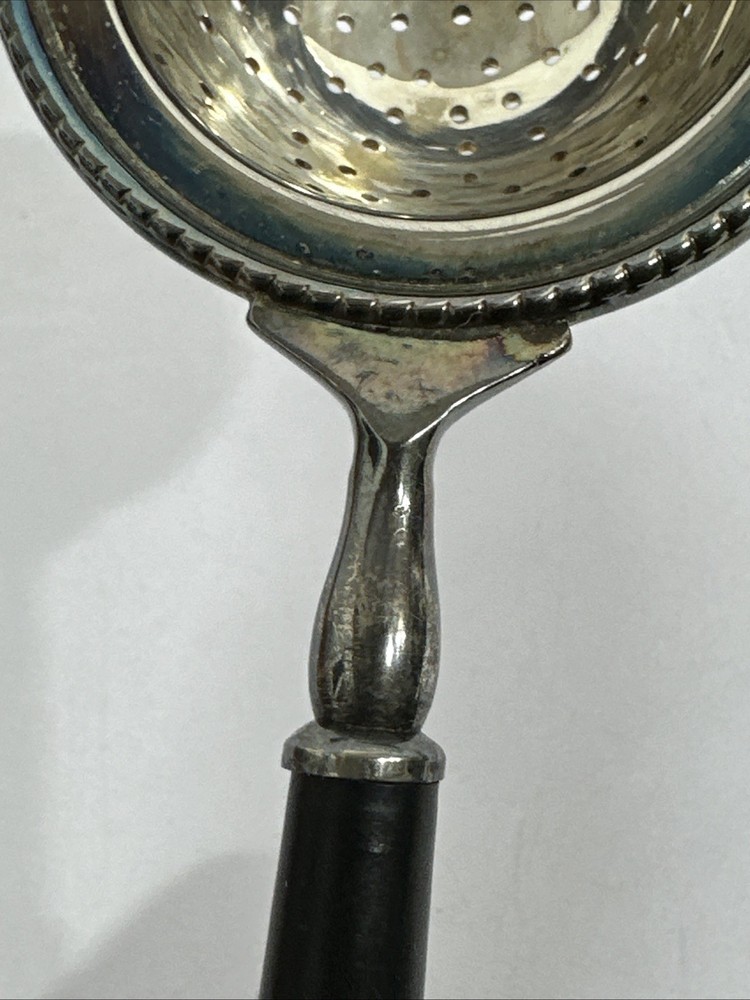 Vintage Antique Brass Tea Strainer with Wood Handle England