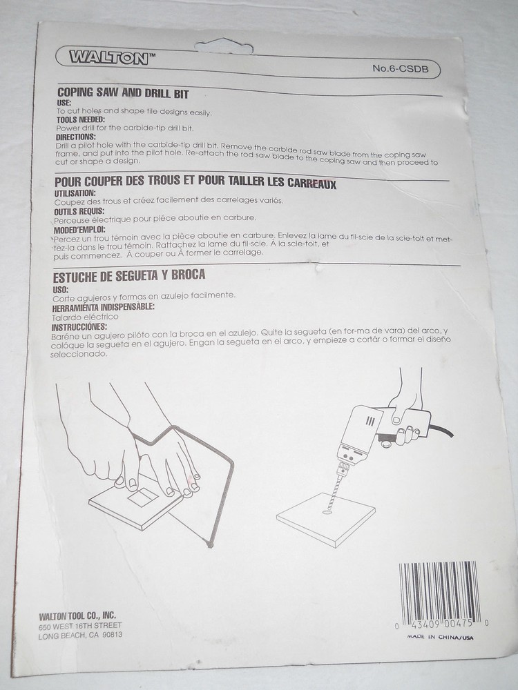 TILE COPING SAW AND DRILL BIT "WALTON"