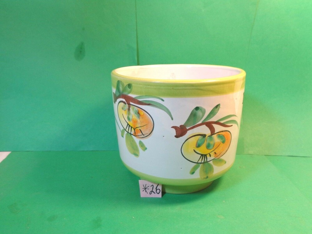 Fruit Pattern 5" Pottery Vase, Italy (Used/EUC)
