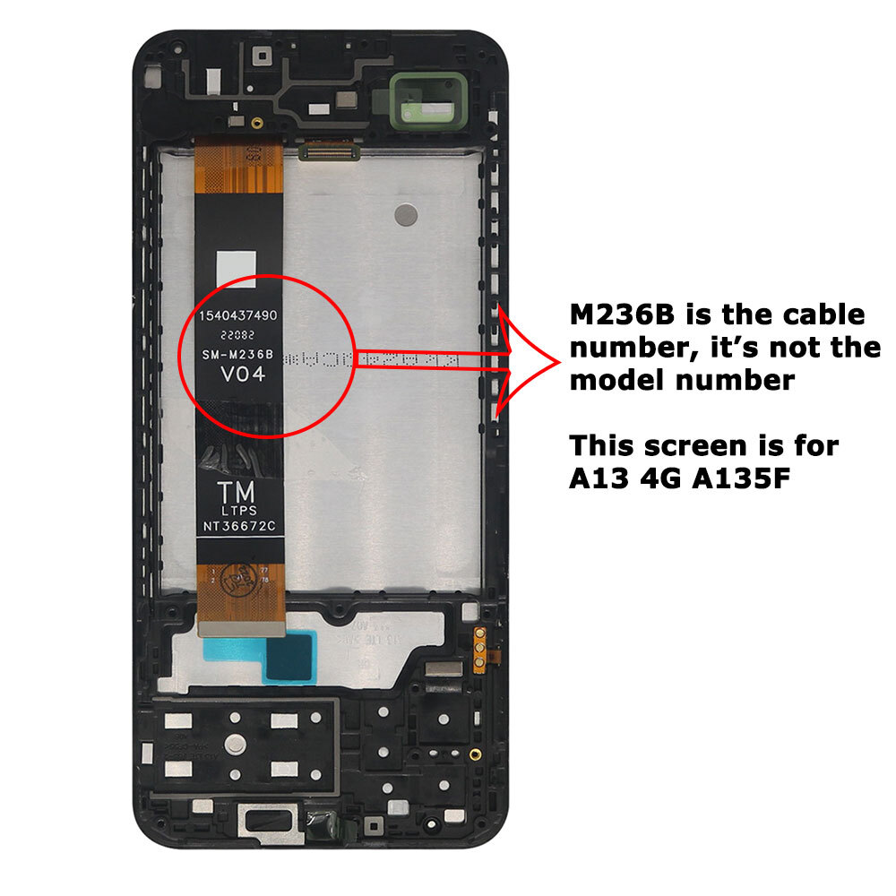 For Samsung Galaxy A13 4G A135F/DS A135F LCD Display Touchscreen Digitizer Frame