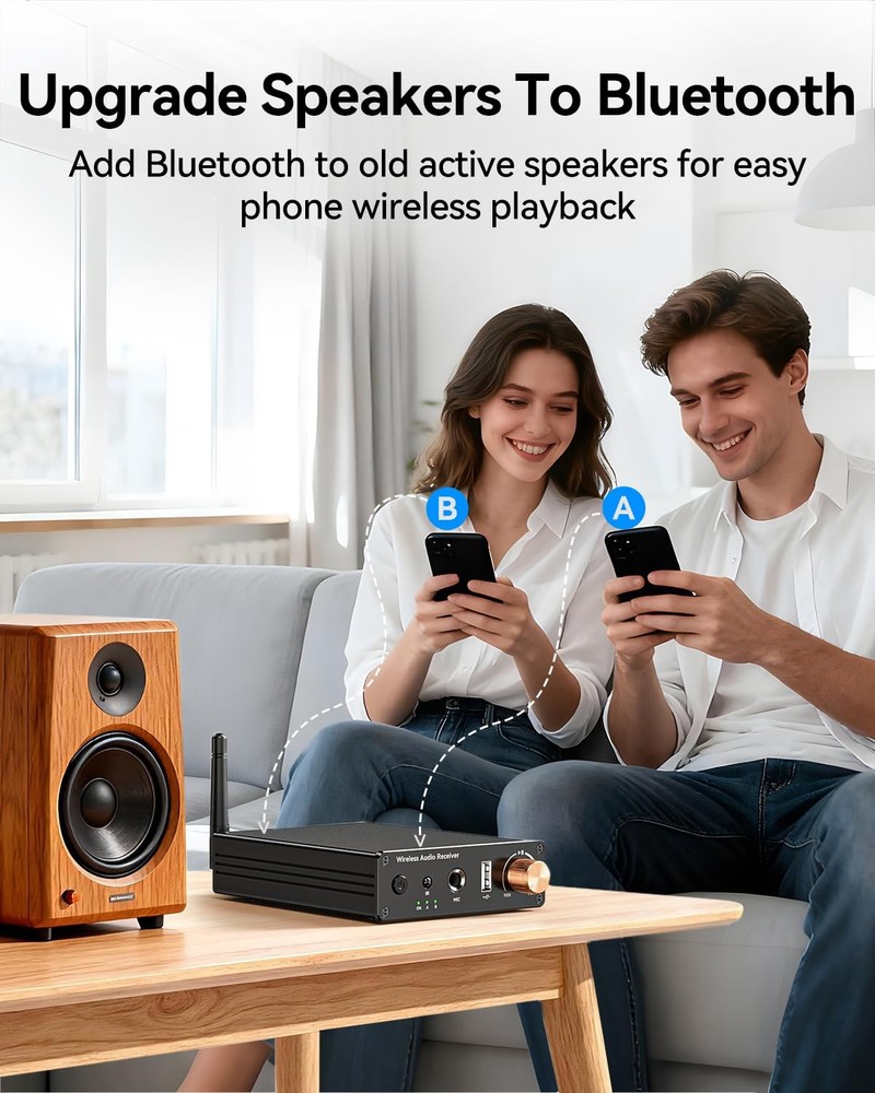 [Upgraded] Bluetooth 6.0 Receiver,Wireless Bluetooth Long Range Low Latency f...