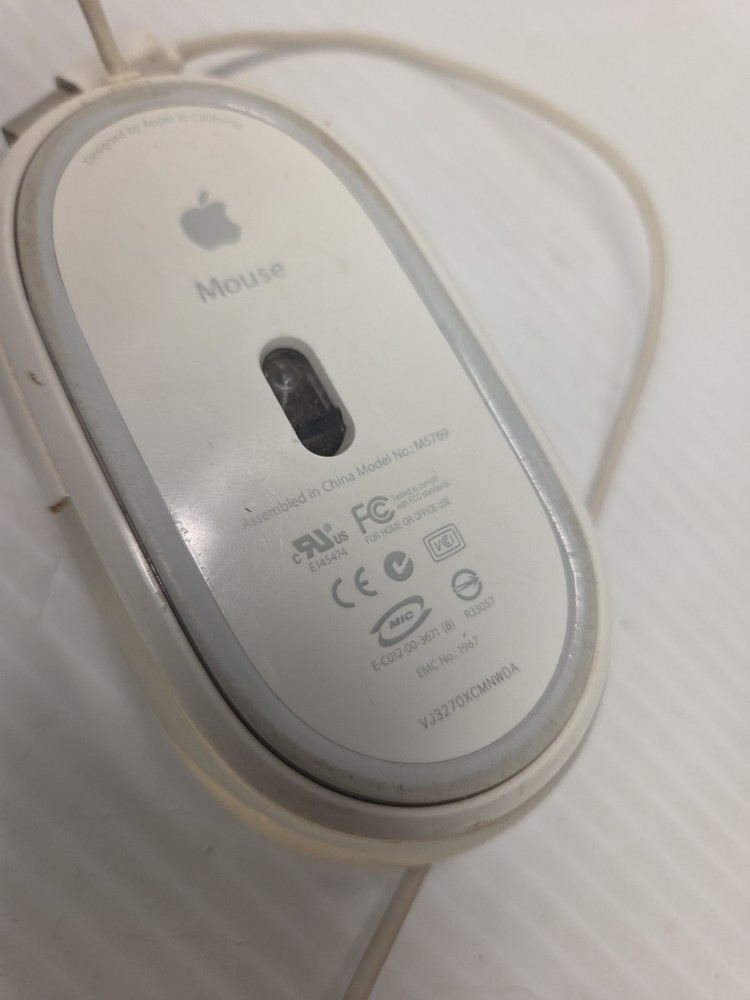 Apple Mac Pro Mouse Genuine Wired Optical M5769 Clear White