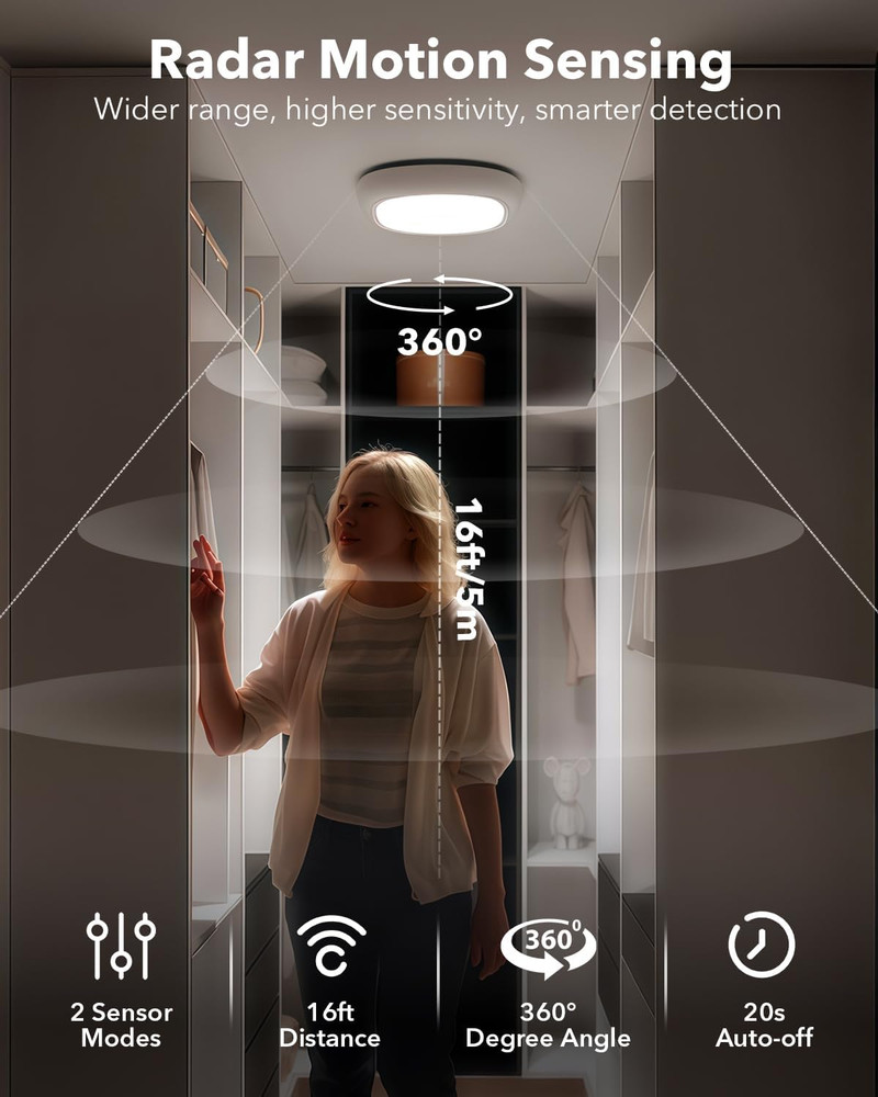 Rechargeable Shower Light for Inside Shower, 12000mAh Motion Sensor Wireless Cei