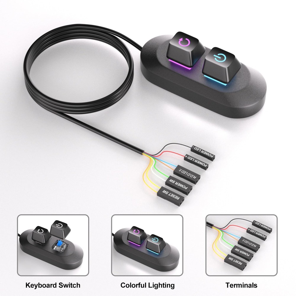 External PC Power Button with Mechanical Switch, 1.8m Cable for Motherboard