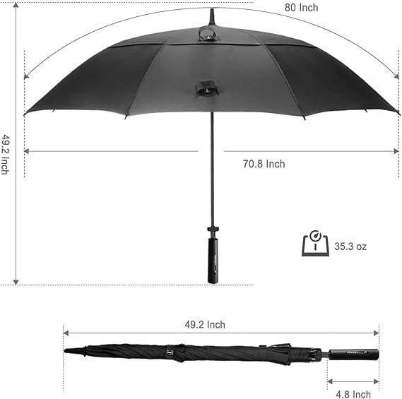 Golf Umbrella Extra Large Oversize 80 Inch Windproof Stick Umbrella Double Ca...