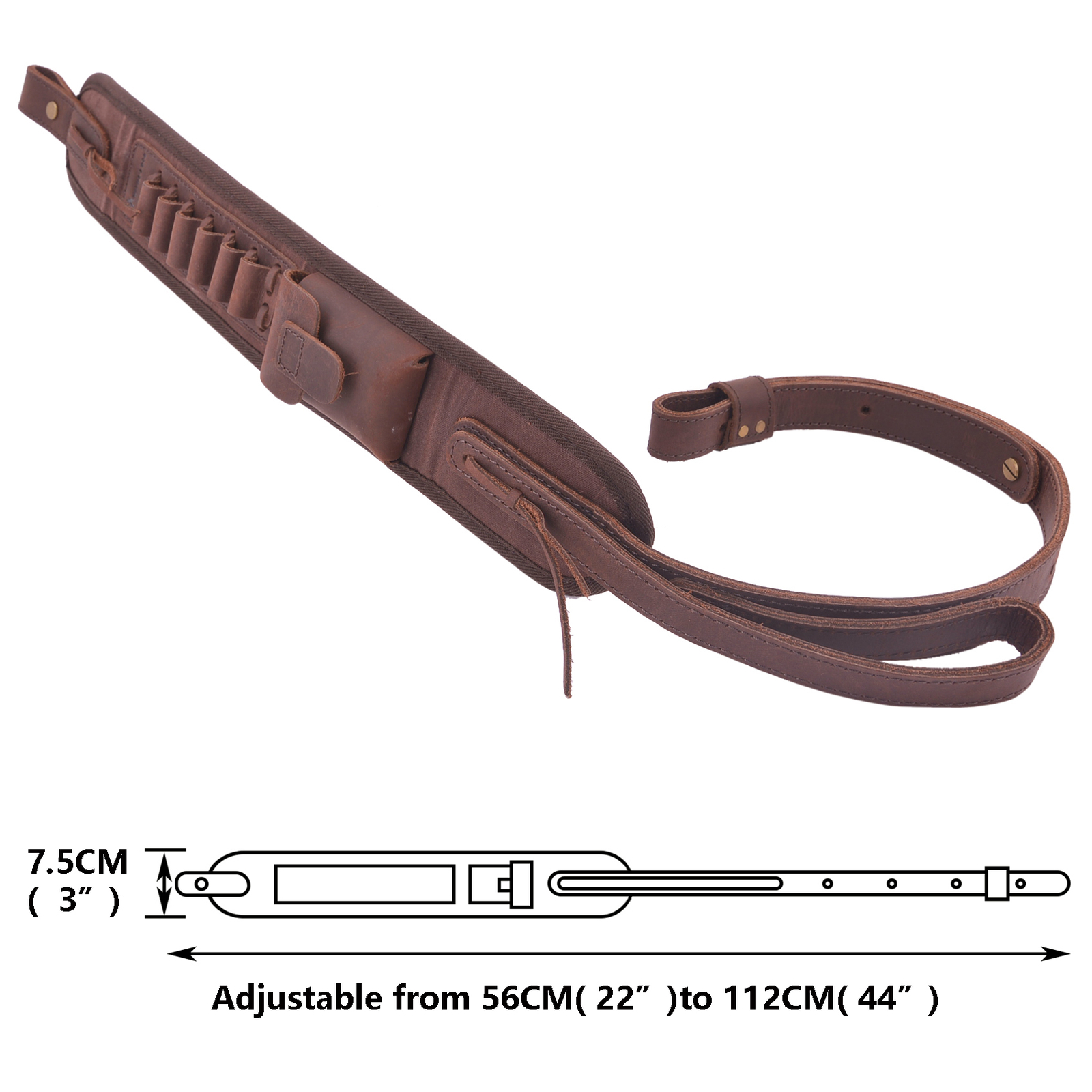 WAYNE'S DOG Durable Leather Rifle Sling Shotgun Strap for .22MAG.30/30.308 12GA