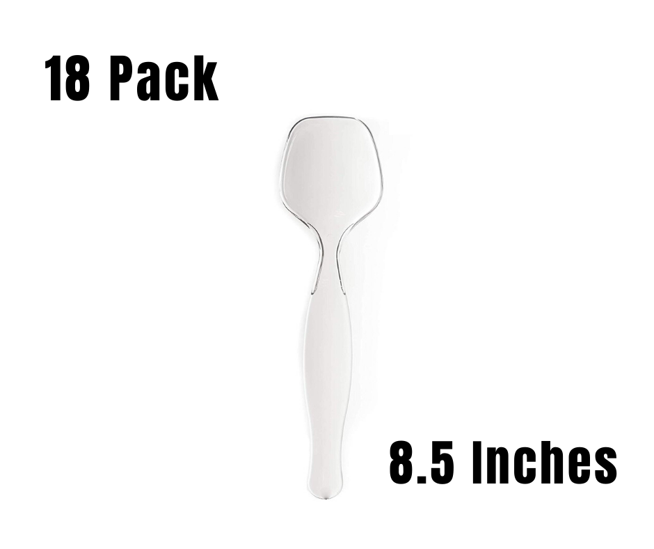 18 Pack Heavy Duty Large Plastic Disposable Clear Serving Spoons 8.5 in