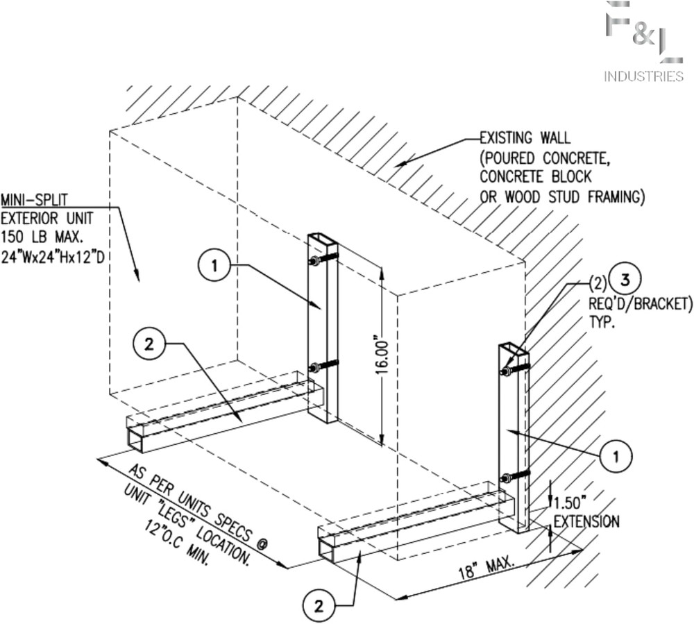 Heavy-Duty Mini Split Wall Mount Bracket - 700 Lb Capacity, Rust-Resistant