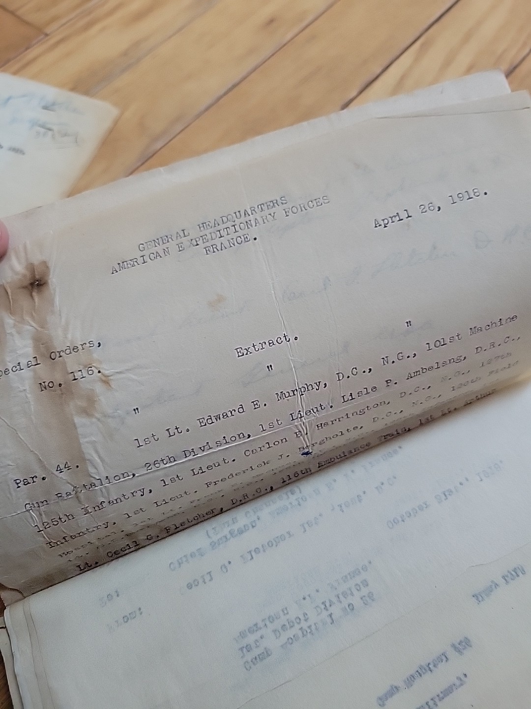 WWI Cecil Fletcher Dentist Archive AEF Photos Documents France WW1 1st Depot