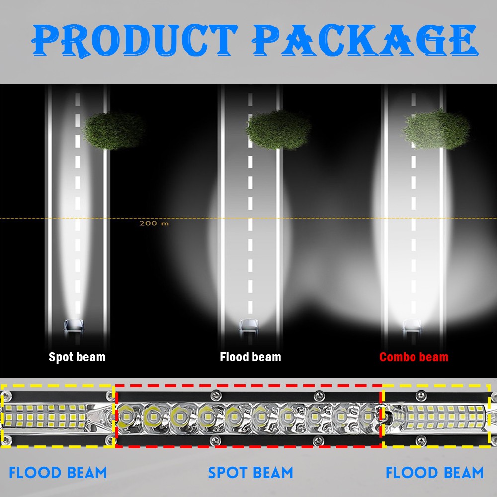 Ultra-thin 1200W 10inch Led Light Bar Flood Spot Combo Offroad Truck UTV SUV 12"