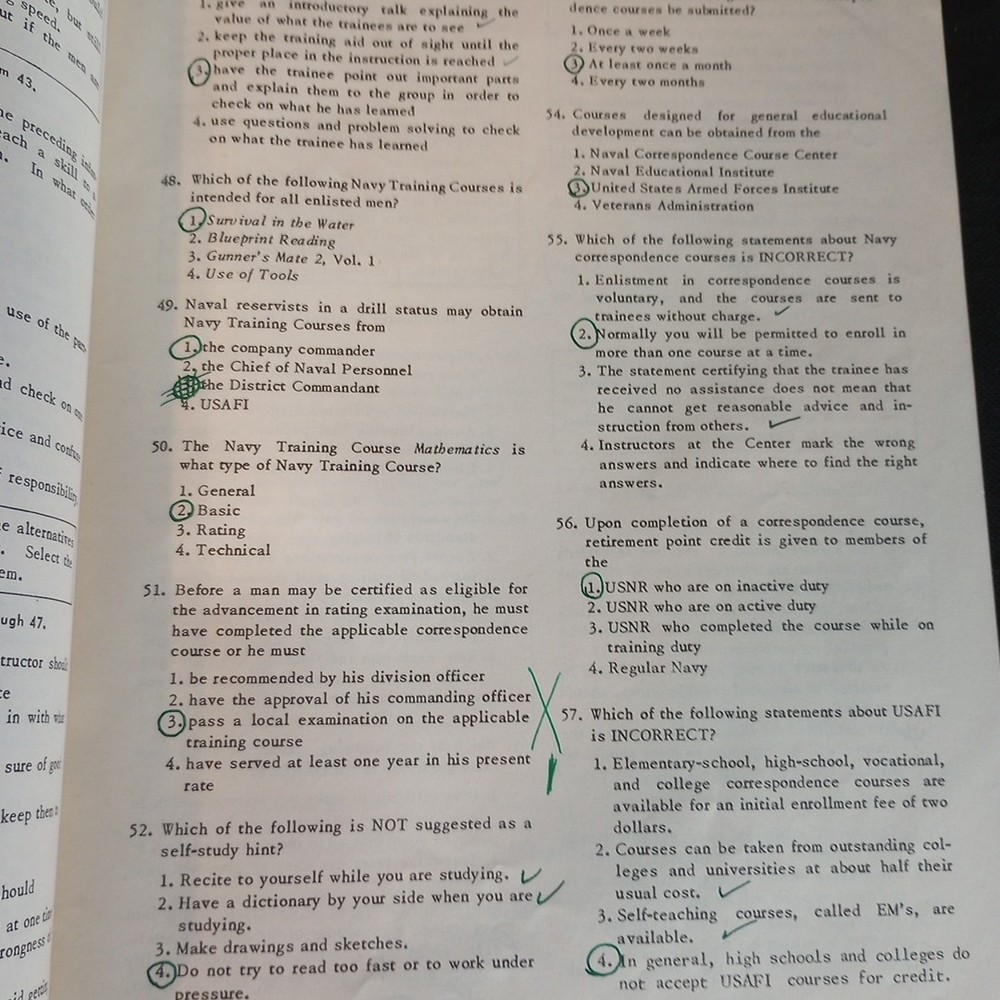 1956 Naval Training General Training Course For Petty Officers Assignment Book