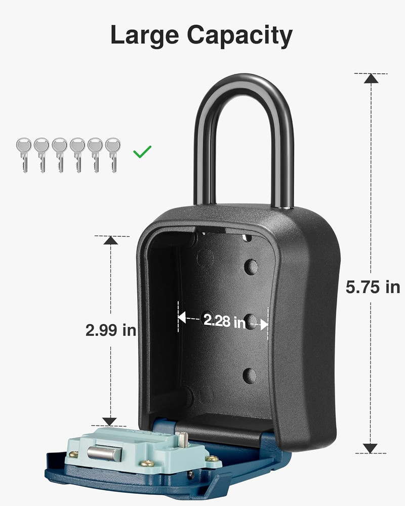 Lock Box, Key Lock Box Wall Mount & Portable Combination Lockbox with Resettable