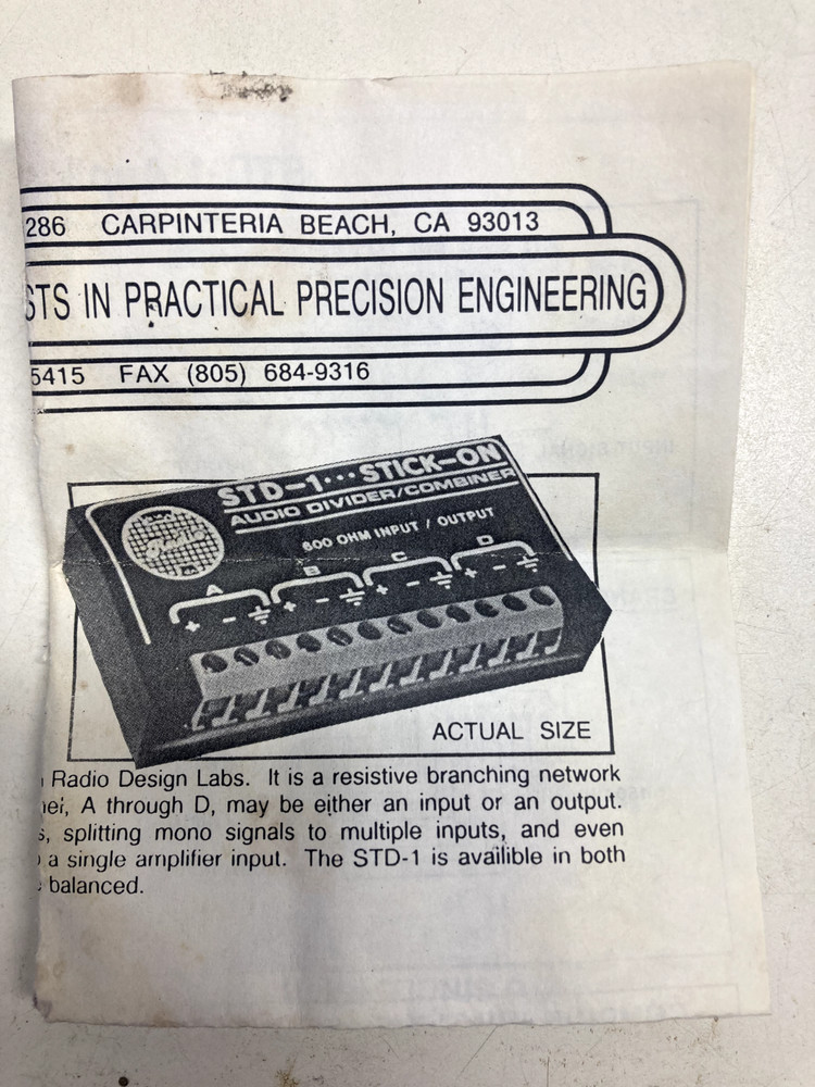 Radio Design Labs STD-1 Audio Divider Combiner 600 ohm RF Filter