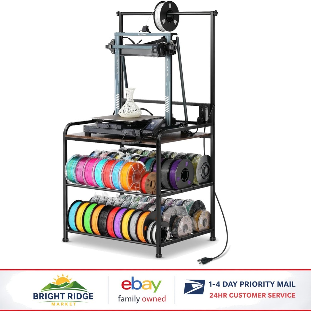 3D Printer Rack with Rolling Wheels, Filament Organizer for Garage & Workshop