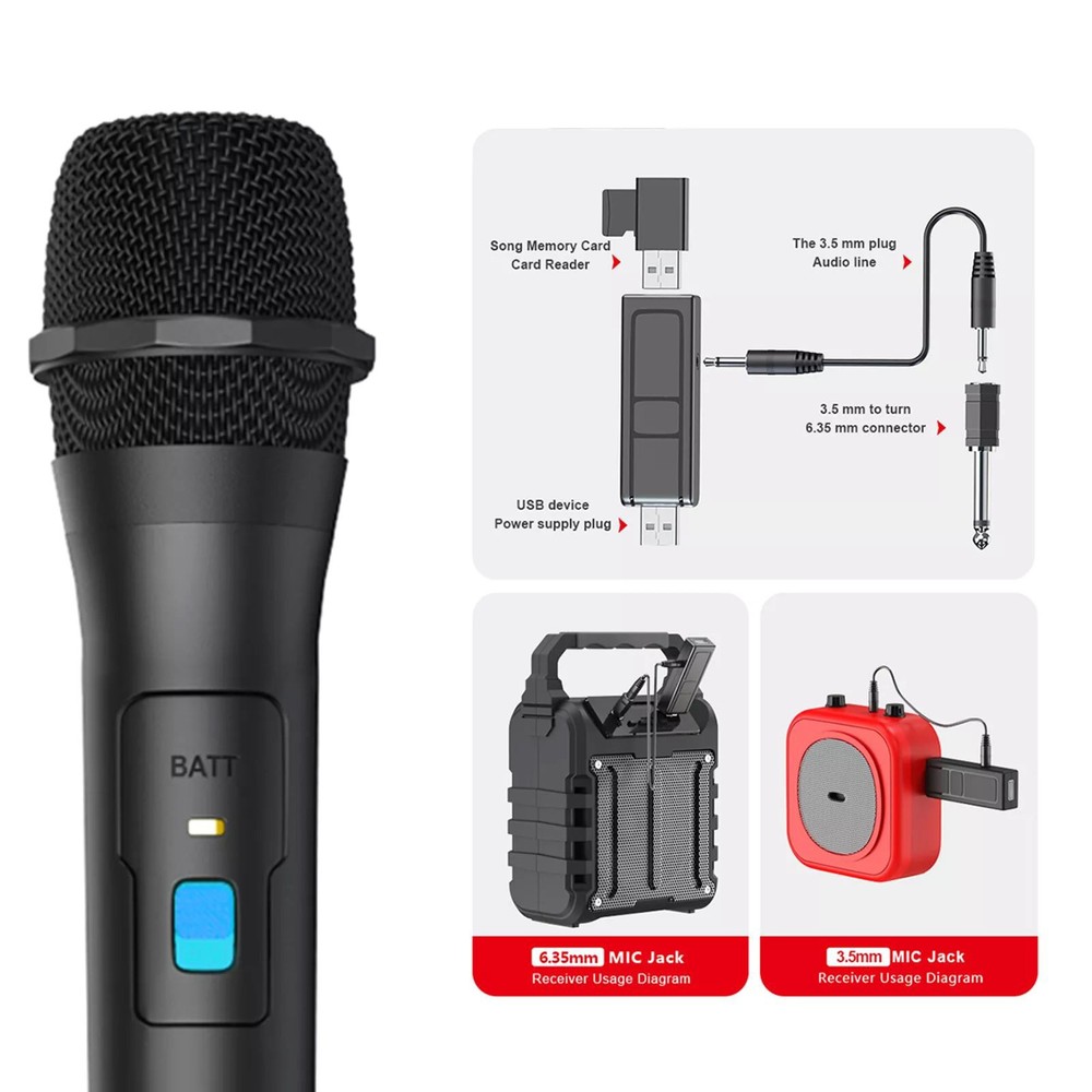 VHF Handheld Microphone Wireless Mic offering low handling noise sensitivity