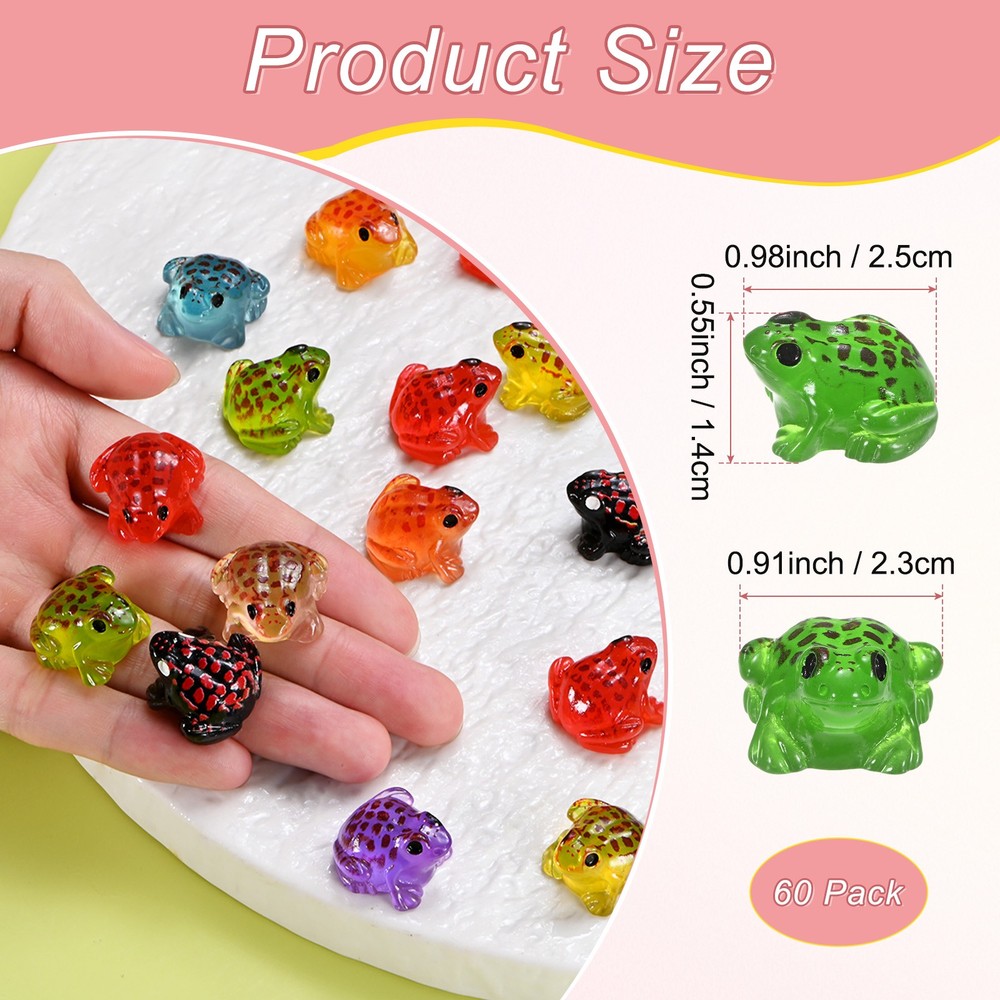 60-Pack Luminous Mini Resin Frogs, Tiny Frog Figurines [Cyan]