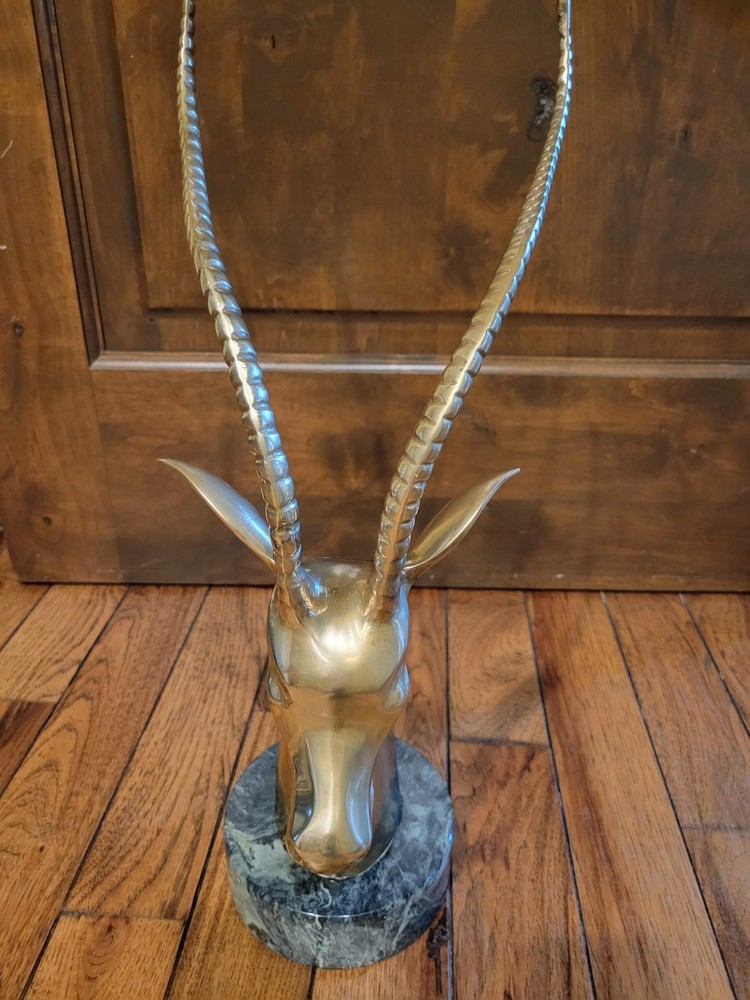 Solid Brass Vintage Antelope w/ Solid Marble Bass