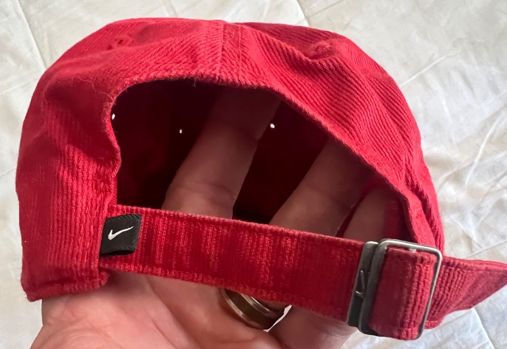 NIKE Red Corduroy Golf Baseball Hat Cap