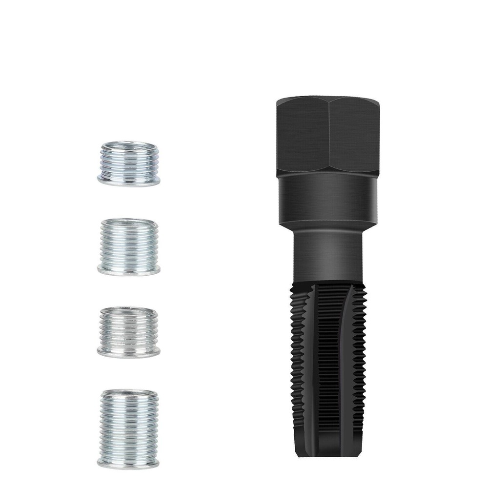 M14 x1.25 Spark Plug Rethread Thread Repair Kit Reamer Tap with 4 Inserts