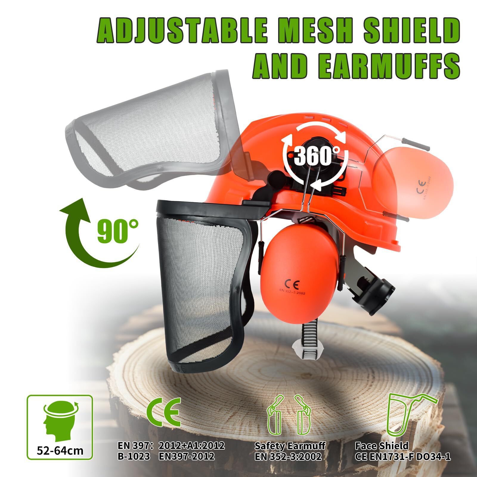 Forestry Helmet with Face Visor and 25.9 dB SNR Ear Protection