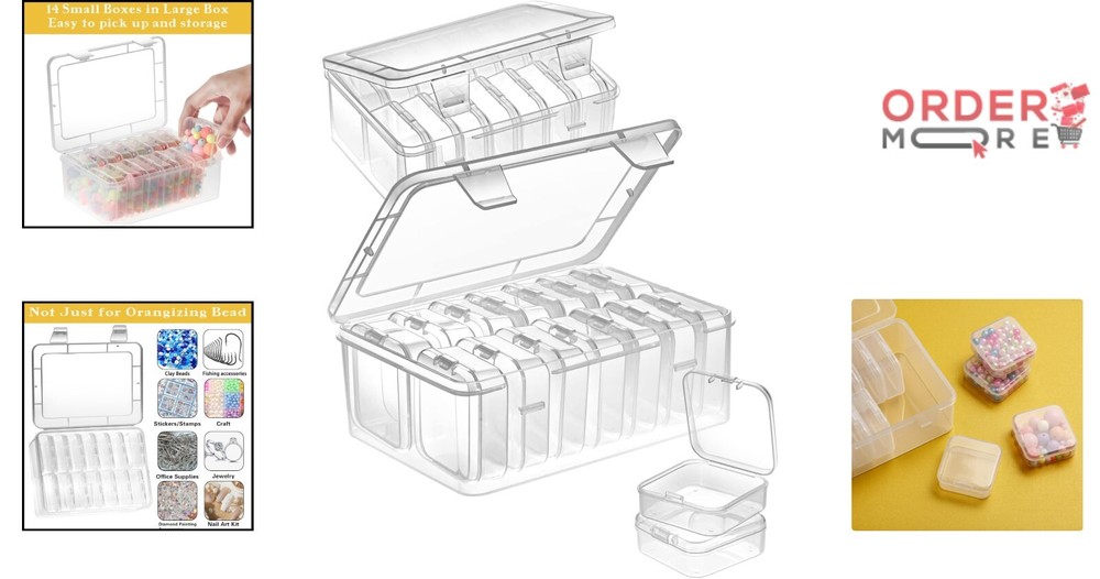 Small Bead Organizers Plastic 30 Boxes Hinged Lid Portable Craft Storage
