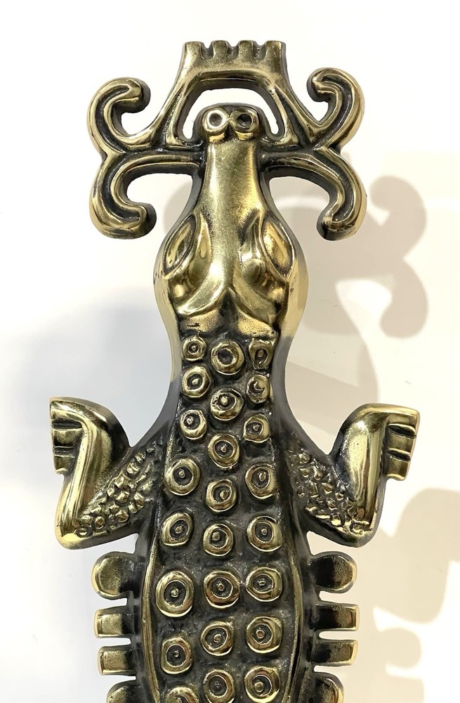 Vintage Brass And Metal Crocodile Door Pull Handle