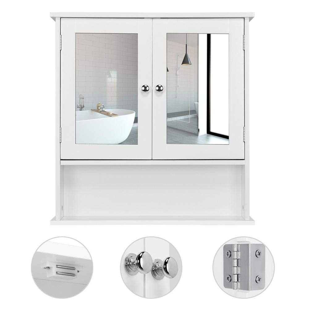 Bathroom Wall Mount Medicine Cabinet Storage Cabinet with 2 Mirror Door 3 Shelf
