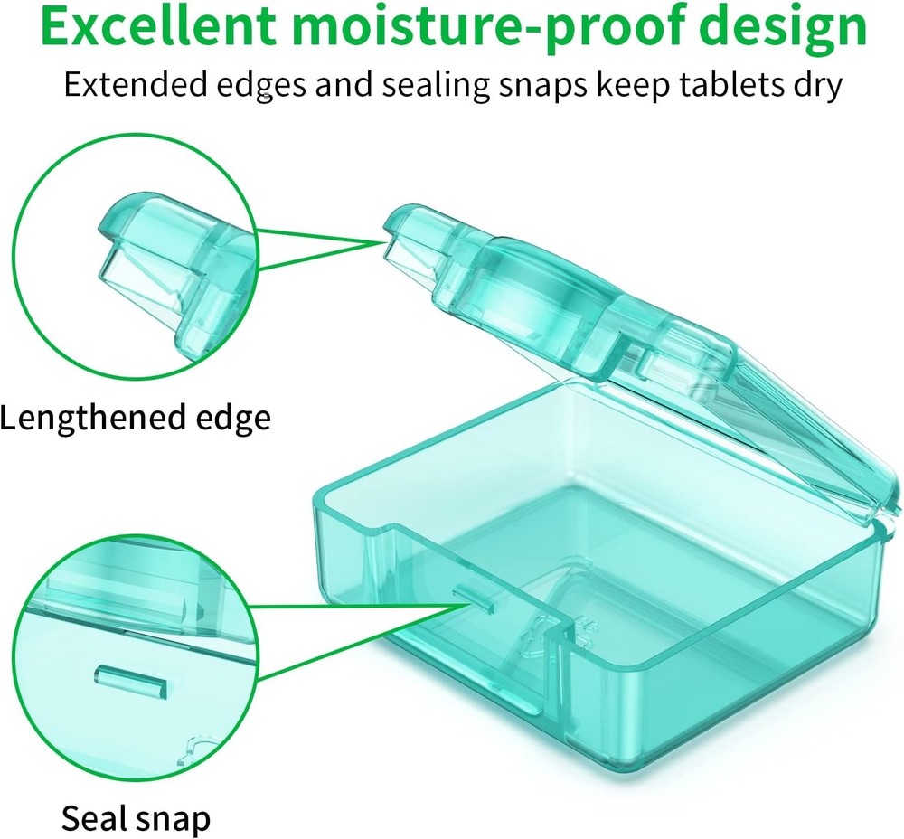 Small Pill Box 4 pcs,Cute Travel Pill Organizer Case Mini Tiny Clear Plastic