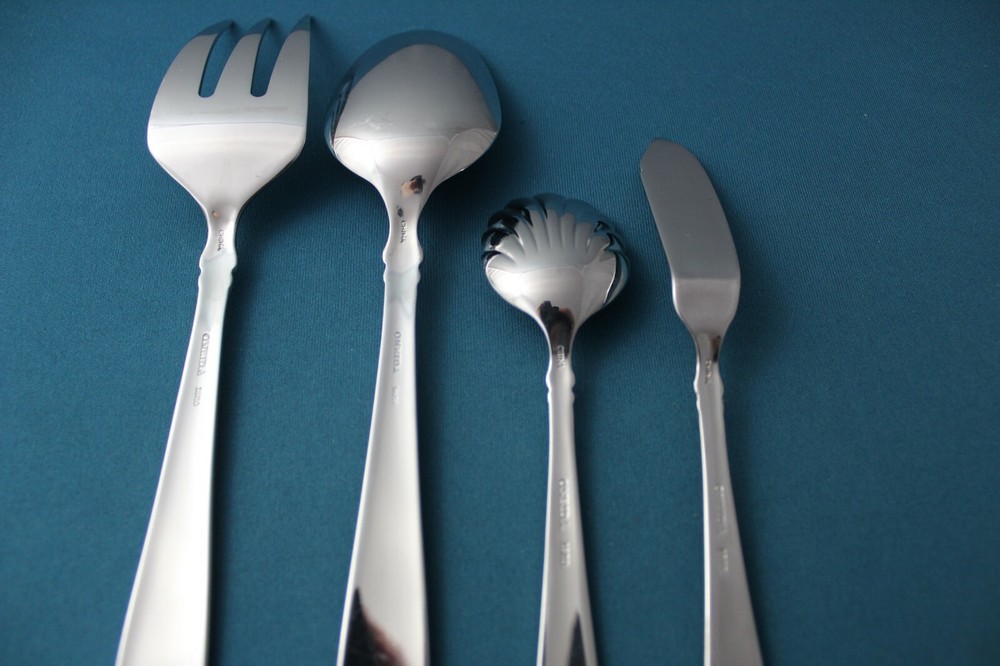 Oneida JACQUELINE / SIMBA Serving (4pc Set) Tablespoon Fork Sugar 18/10 Frosted