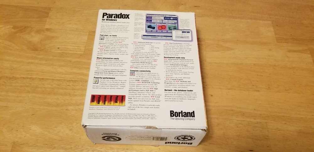 Borland Paradox 5.0 Relational Database Software For Windows - Disks Are Sealed