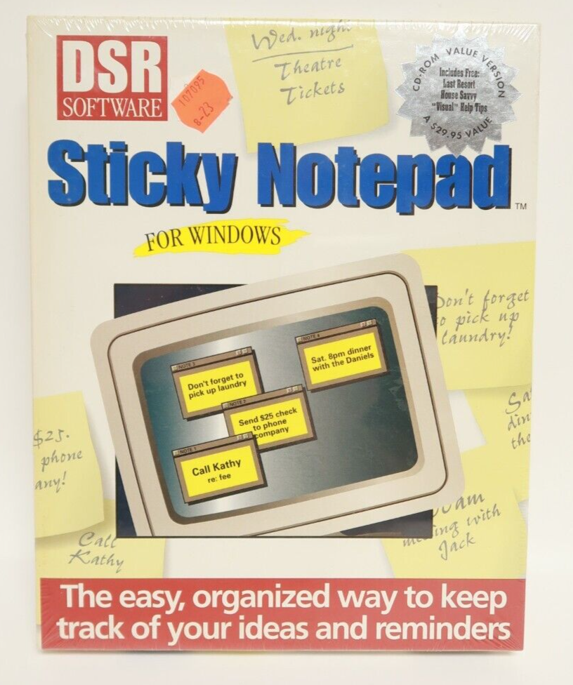 Sticky Notepad for Windows DSR Vintage PC Computer Program Software
