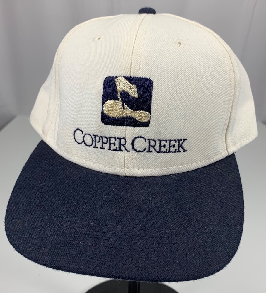 Copper Creek Golf Strapback Adjustable White Navy Blue USA Baseball Cap Hat