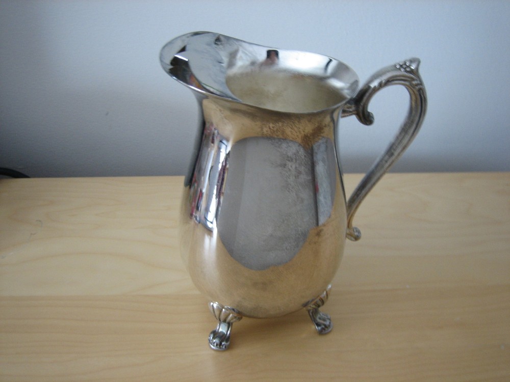 SILVER PLATE WATER PITCHER 9" TALL EXCELLENT E.P. BRASS