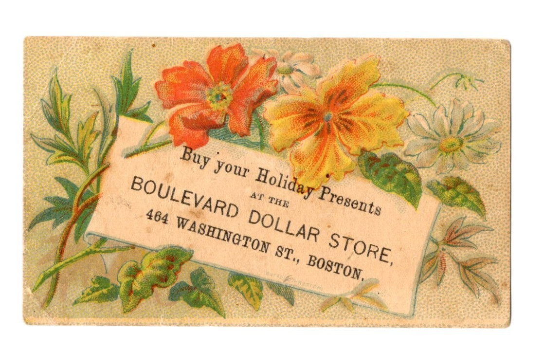 1880-90s - Holiday Boulevard Dollar Store Boston Massachusetts Card - XL2B