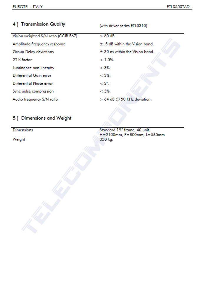 2Kw 2000 w watt EUROTEL TV Transmitter NTSC/Pal Analog transmisor 380V 3phase