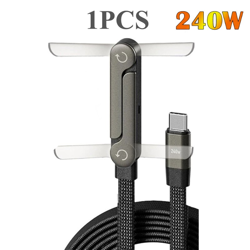 240W Fast Charging Foldable Bracket Data Cable with Built-in Holder Hot Sale