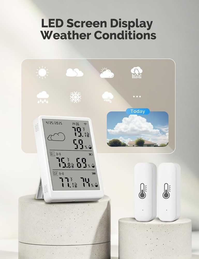 WiFi Hygrometer Thermometer 3 Pack, Digital Smart Temperature Humidity Monito...