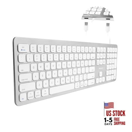 Wired Keyboard for Mac with USB Ports for Mouse - Compatible Apple Keyboard