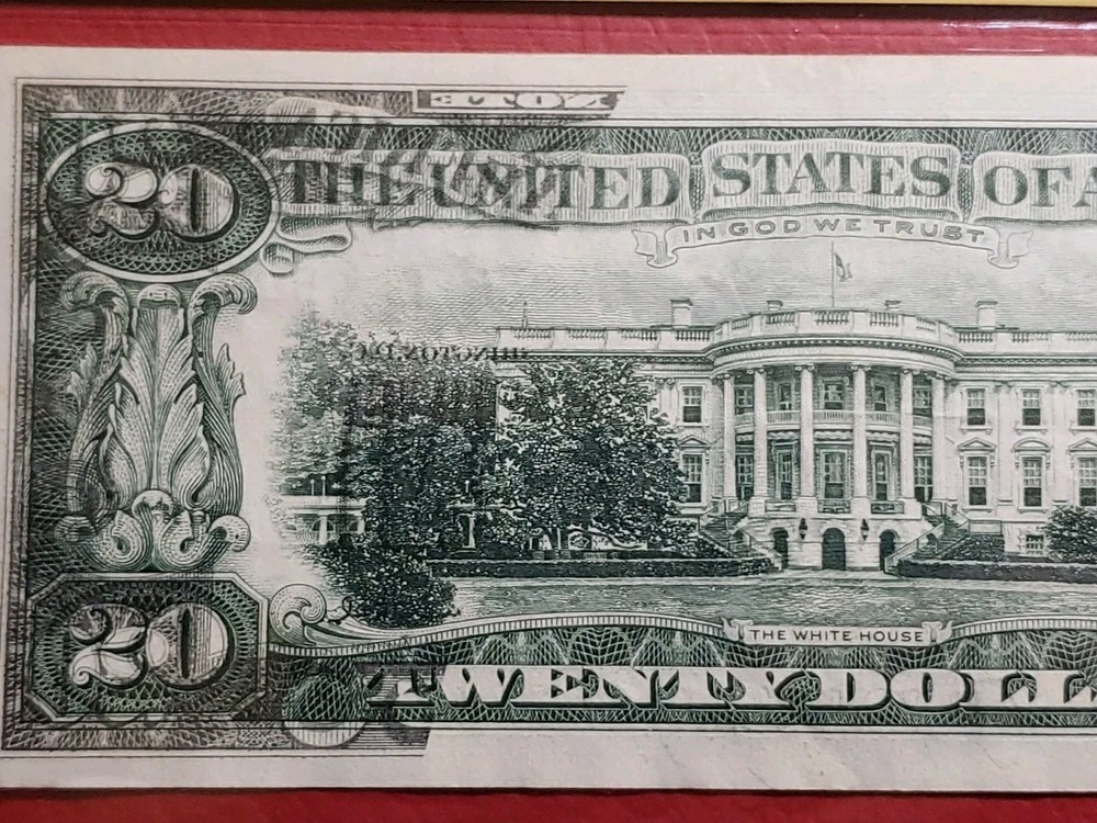1977 $20 FRN Partial Offset Printing Error. Face To Back. PCGS. About UNC 55
