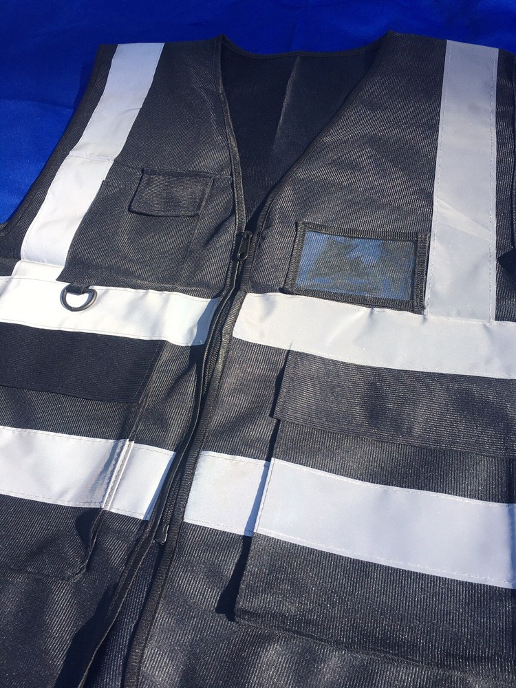 2pcs Safety Black Reflective Zip Vest