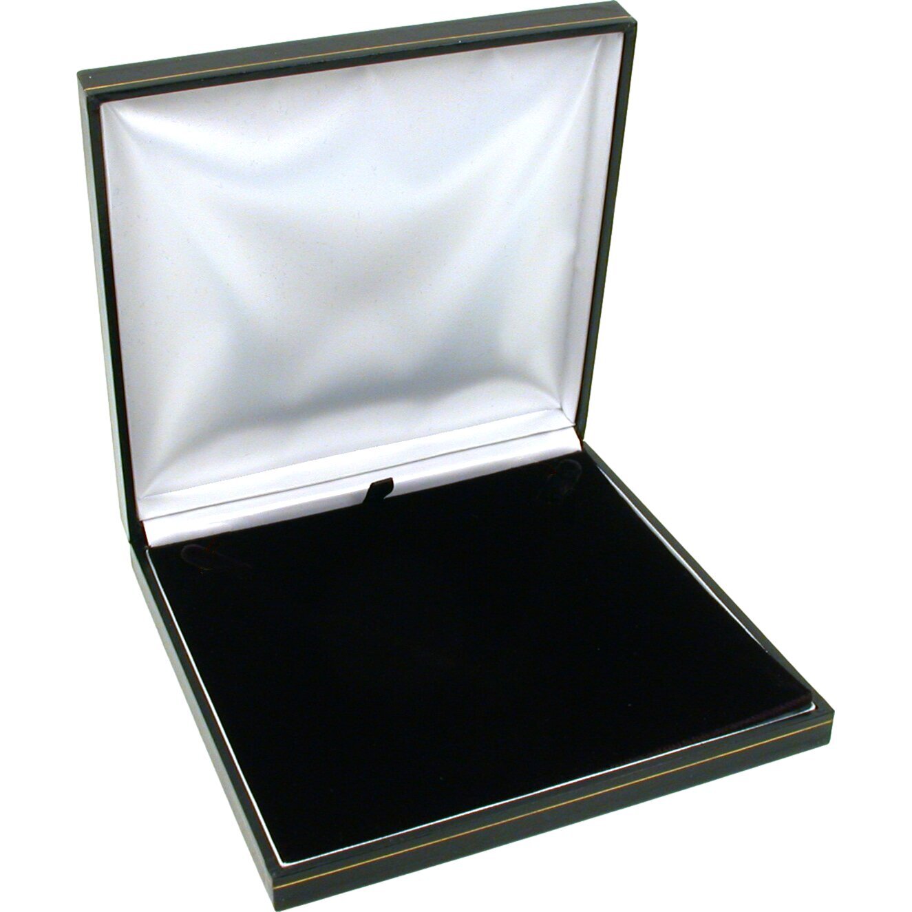 Black Leather Necklace Gift Box Jewelry Display Case 6 1/2"